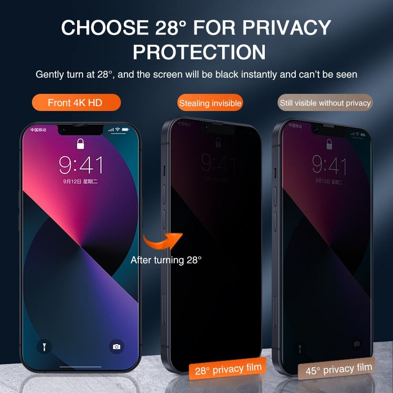Full Cover Anti-Spy Tempered Screen Protector For iPhone 11 12 13